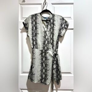 She + Sky Black and Gray Snakeskin Print Romper